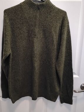 Hudson North Men's Lambswool Blend Half Zip Sweater Olive Green SIZE M